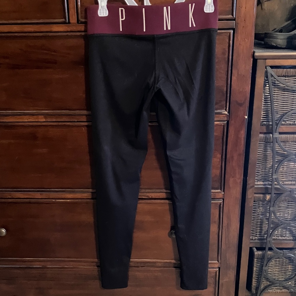 3/$45 PINK Victoria's Secret Black and Burgundy XS Leggings